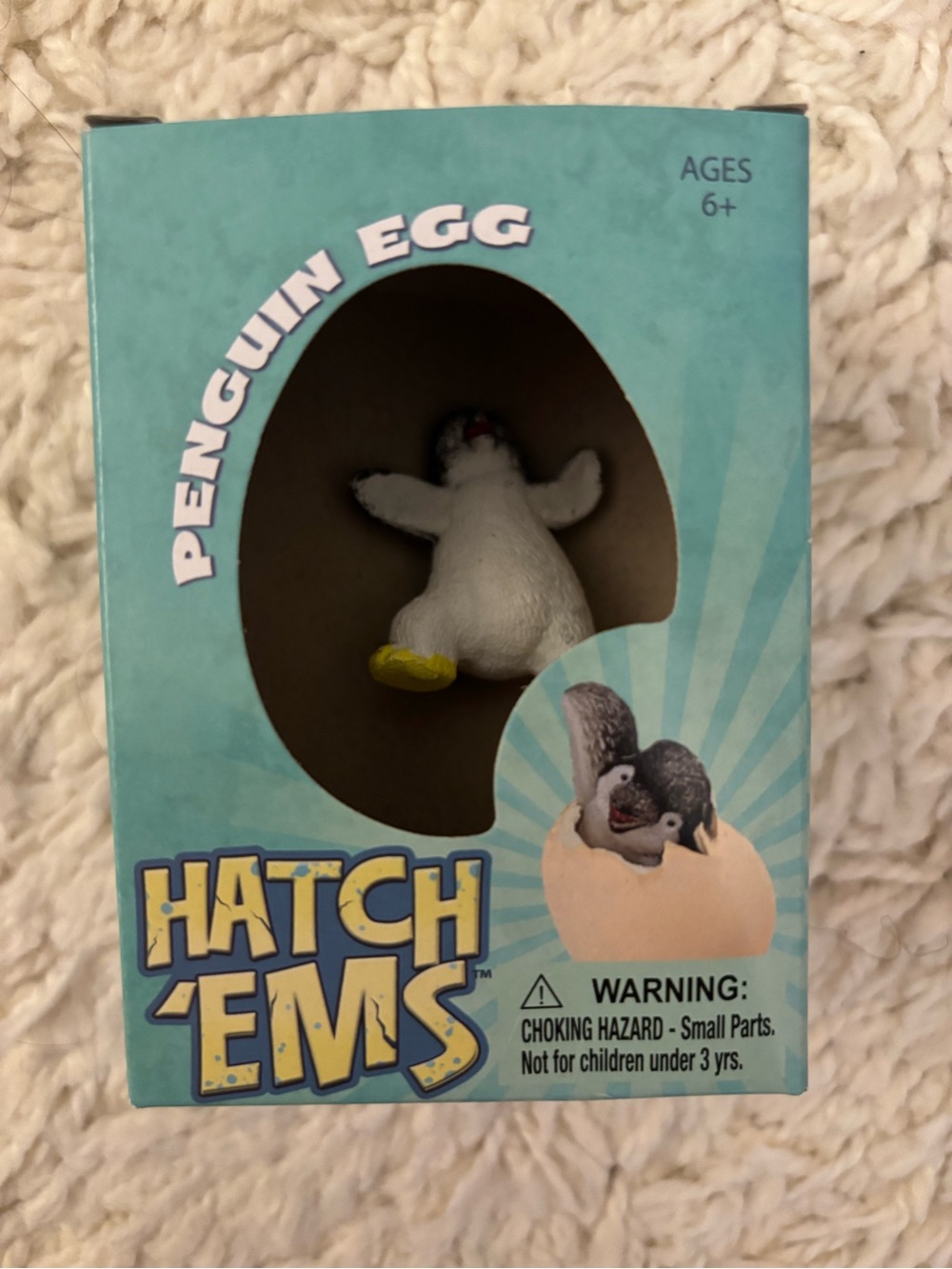 Hatch Penguin Egg Toy - White Body with Yellow Feet